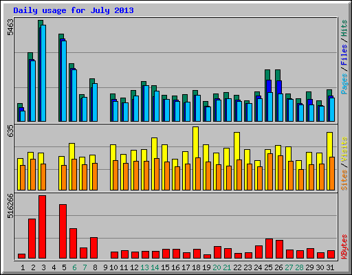 Daily usage for July 2013