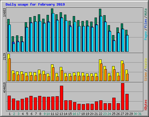 Daily usage for February 2019