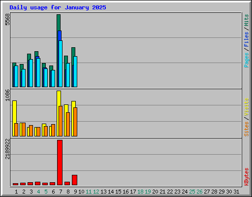 Daily usage for January 2025