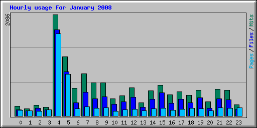 Hourly usage for January 2008