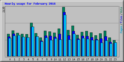 Hourly usage for February 2016