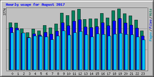 Hourly usage for August 2017